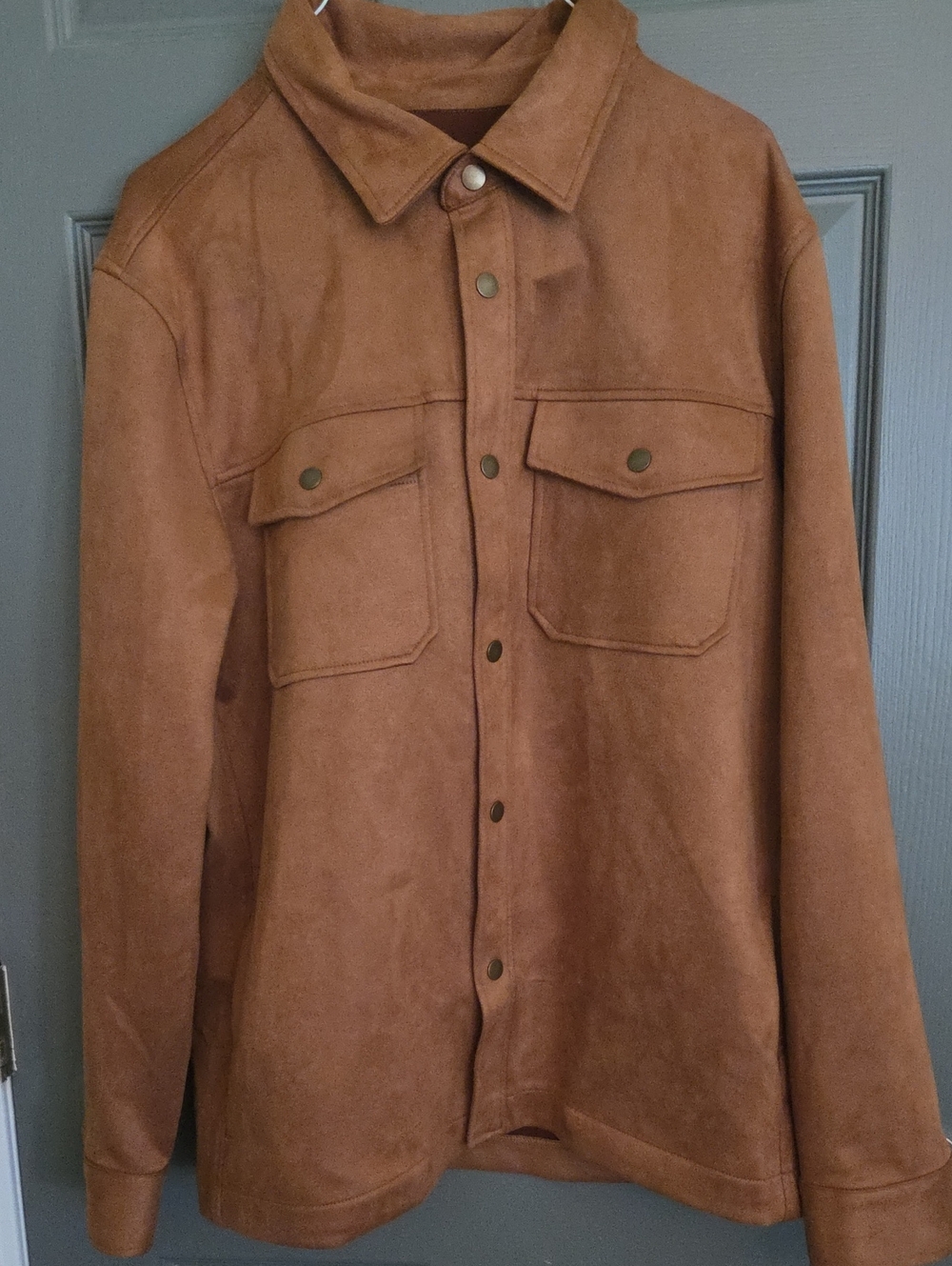 Men's Frye Suede Brown Button-Front Jacket
